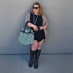 R+J Boho Painted Canvas Braided Tote Large Bag